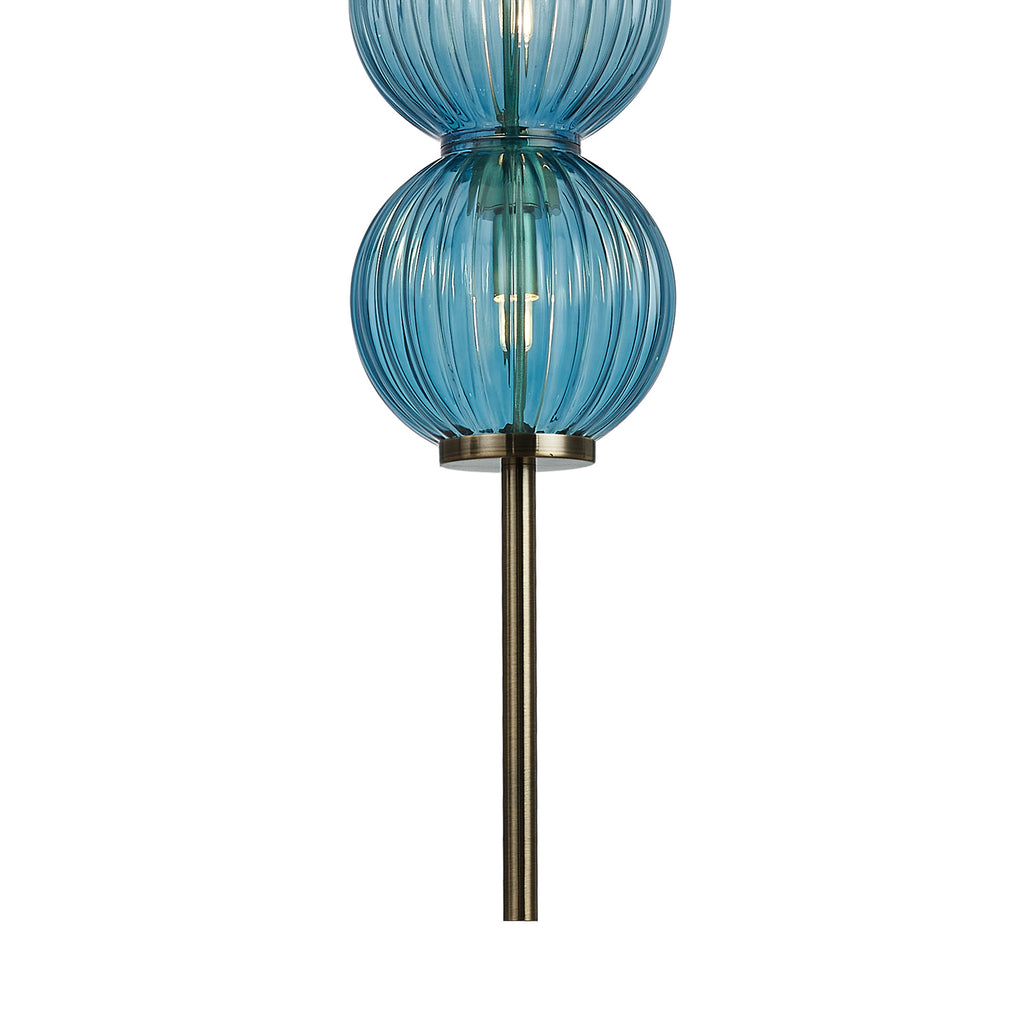 Lustre Segmented Glass Globe Vertical Pendant In An Antique Brass Framework, Single Colour,  3 x G9
