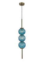Lustre Segmented Glass Globe Vertical Pendant In An Antique Brass Framework, Single Colour,  3 x G9