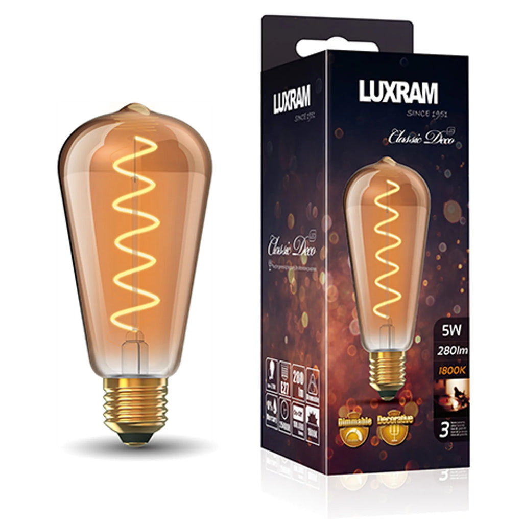 Crompton - Luxram Dimmable Decorative Vintage Pear Spiral LED Filament Bulb - Luminosity Designs Ltd