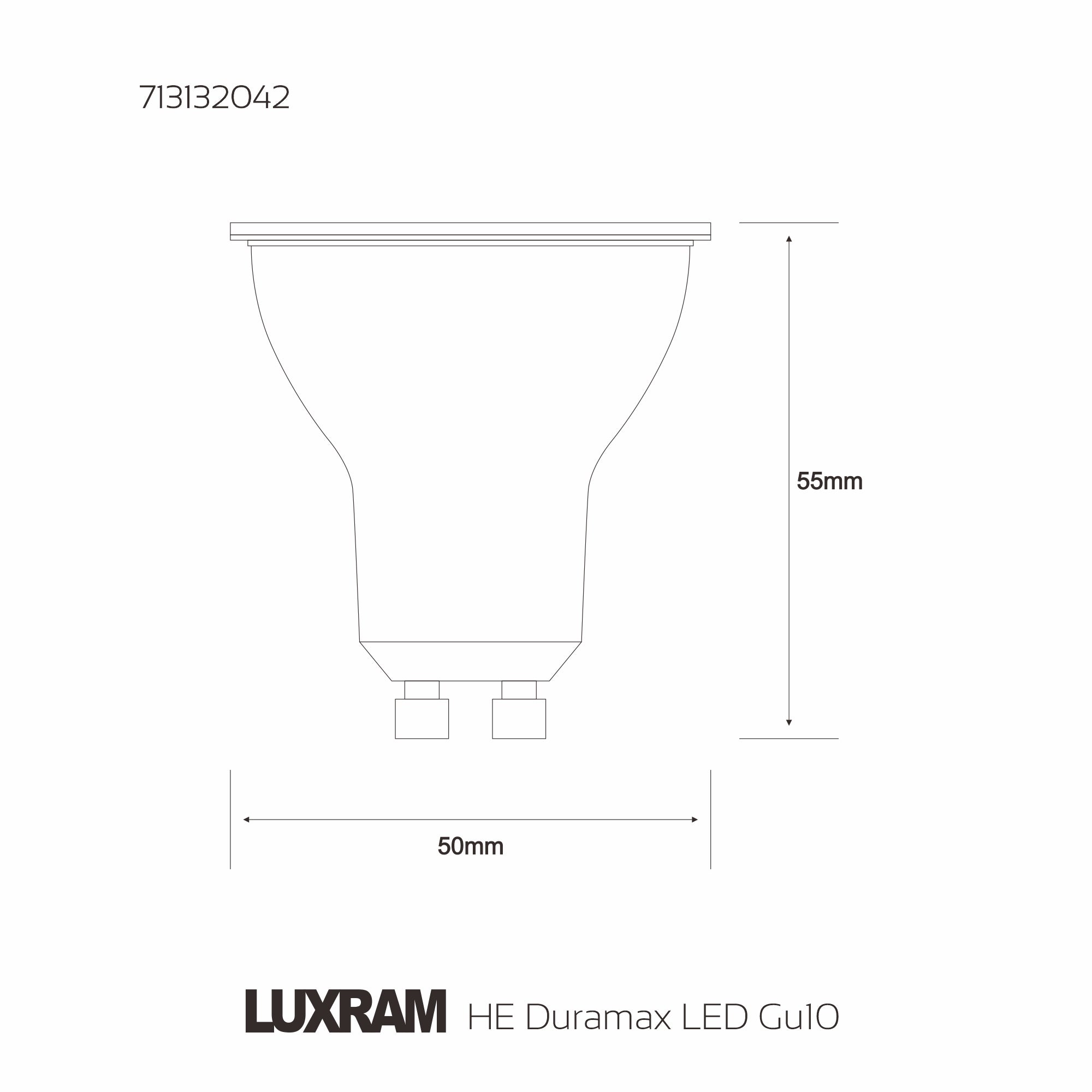 Crompton - Luxram Duramax Medium Powered 5w LED Thermal Plastic GU10 Spot Lamp Bulb - Luminosity Designs Ltd