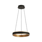 Luminosity Designs - Lyra 40cm Round Pendant, 36W LED, Remote Control CCT Tuneable White 3000K - 6000K, 2200lm, Faux Leather - Luminosity Designs Ltd