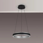 Luminosity Designs - Lyra 40cm Round Pendant, 36W LED, Remote Control CCT Tuneable White 3000K - 6000K, 2200lm, Faux Leather - Luminosity Designs Ltd