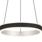 Luminosity Designs - Lyra 40cm Round Pendant, 36W LED, Remote Control CCT Tuneable White 3000K - 6000K, 2200lm, Faux Leather - Luminosity Designs Ltd