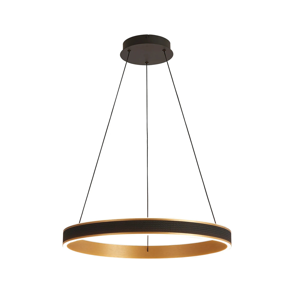 Luminosity Designs - Lyra 60cm Round Pendant, 45W LED, Remote Control CCT Tuneable White 3000K - 6000K, 3000lm, Faux Leather - Luminosity Designs Ltd