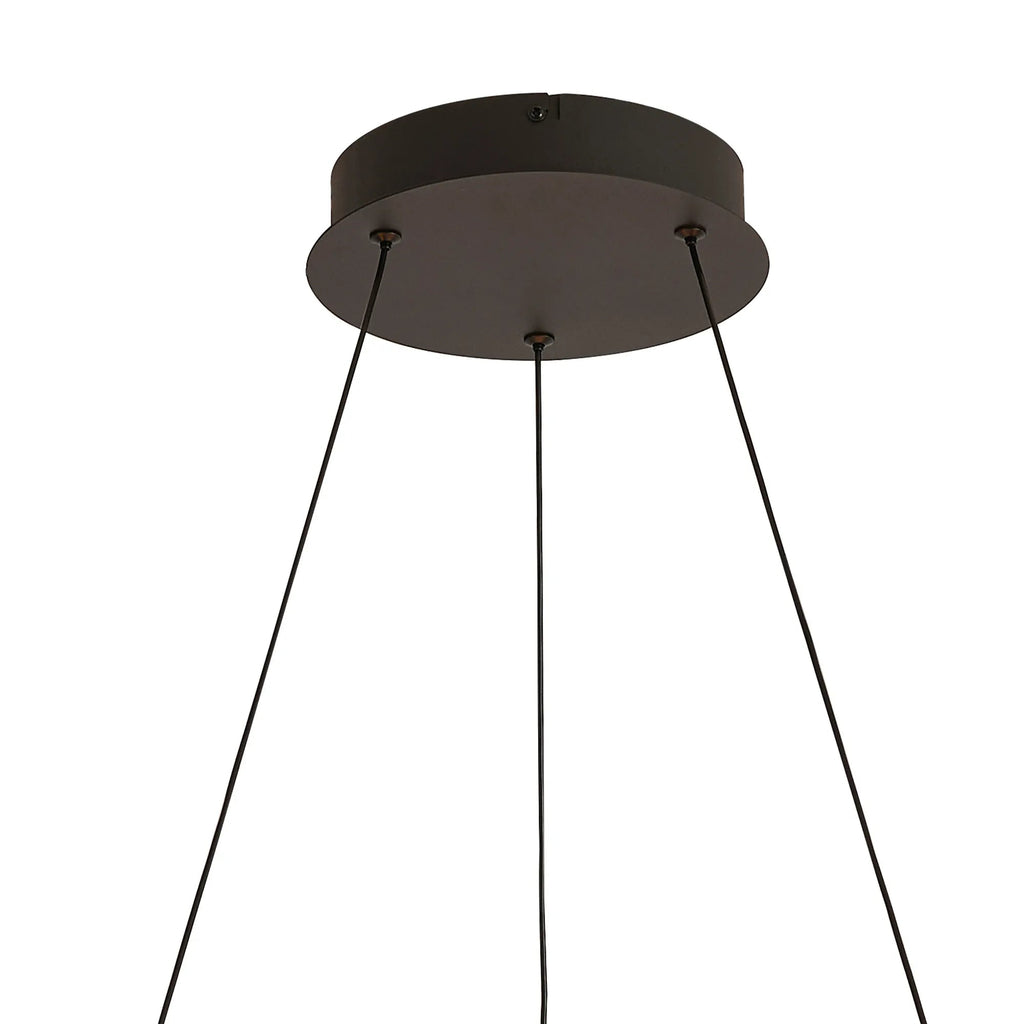 Luminosity Designs - Lyra 60cm Round Pendant, 45W LED, Remote Control CCT Tuneable White 3000K - 6000K, 3000lm, Faux Leather - Luminosity Designs Ltd