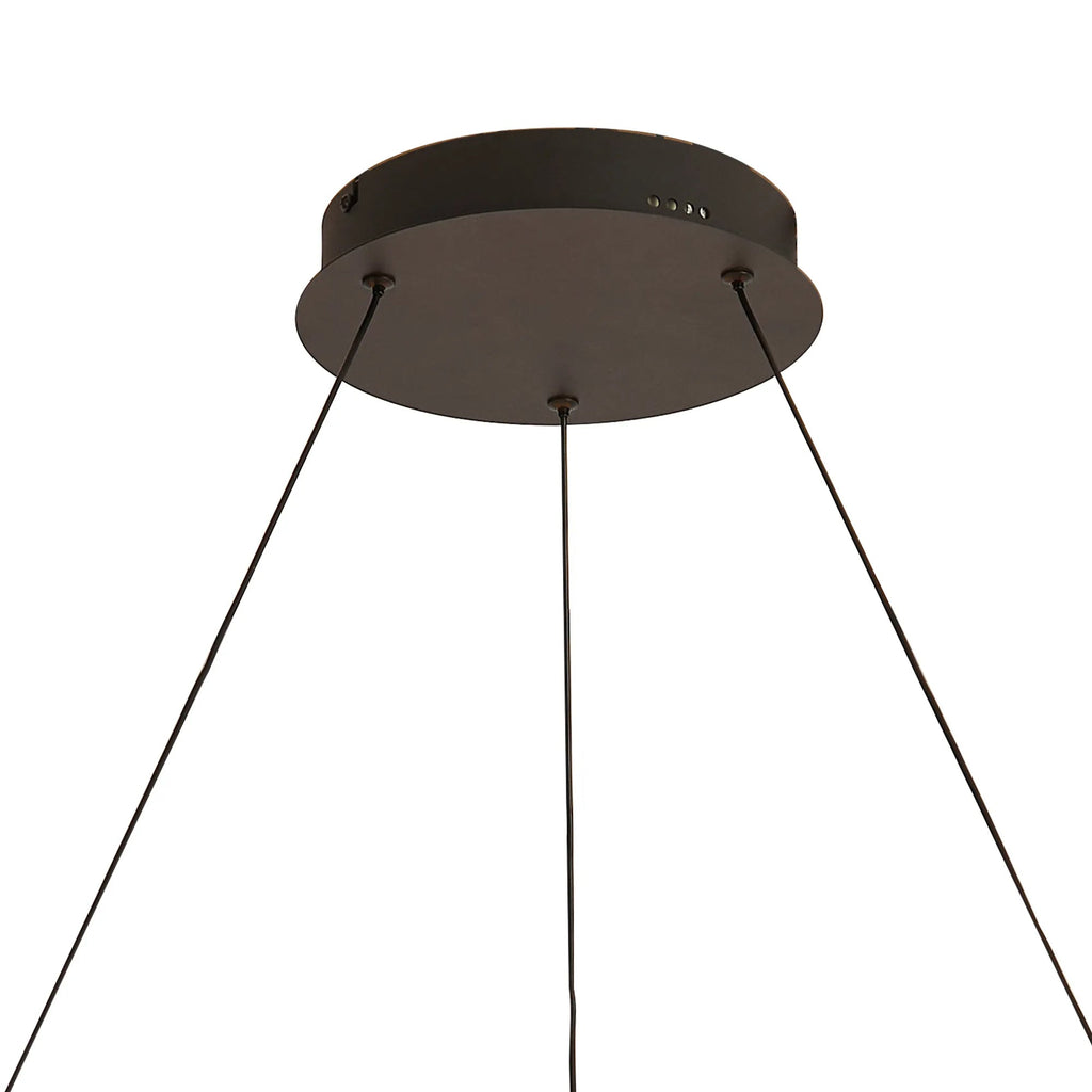 Luminosity Designs - Lyra 80cm Round Pendant, 70W LED, Remote Control CCT Tuneable White 3000K - 6000K, 4200lm, Faux Leather - Luminosity Designs Ltd