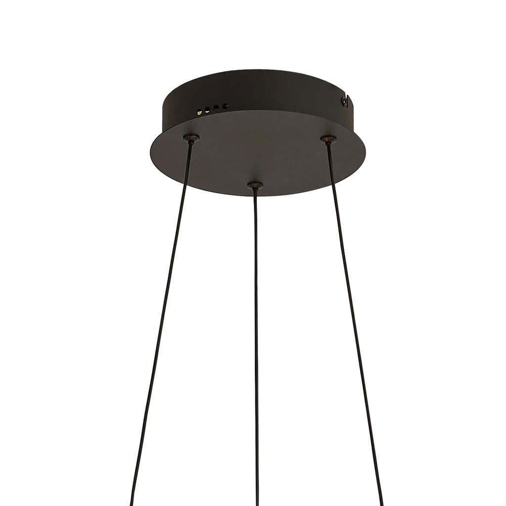 Lyra 40cm Round Pendant, 36W LED, Remote Control CCT Tuneable White 3000K-6000K, 2200lm,  Faux Leather