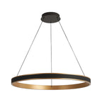 Lyra 80cm Round Pendant, 70W LED, Remote Control CCT Tuneable White 3000K-6000K, 4200lm, Faux Leather