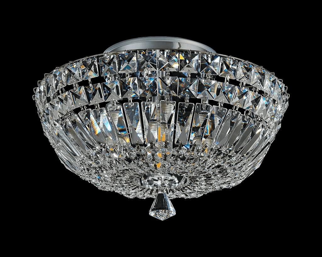 Luminosity Designs - Lyric 31cm Flush Ceiling Light, 4 x G9, IP44, Polished Chrome/Crystal - Luminosity Designs Ltd