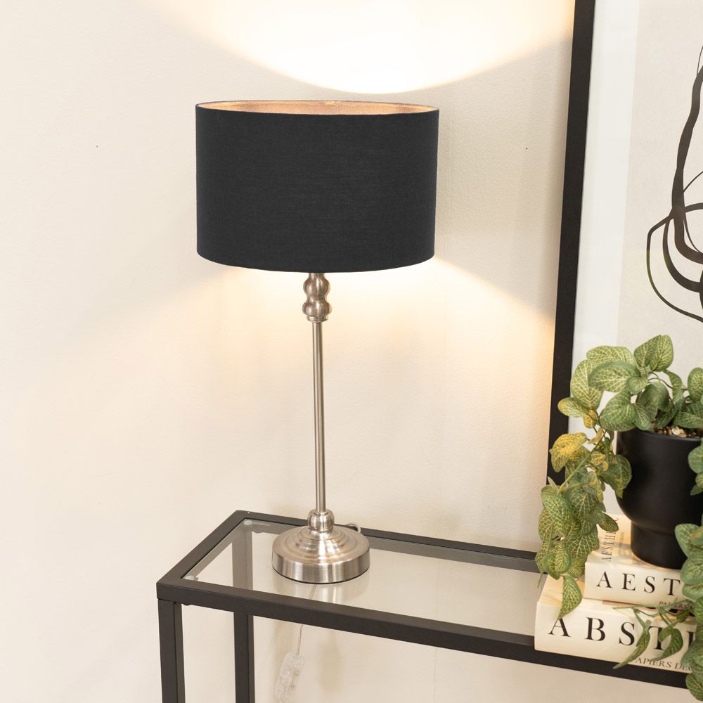 lse - Maggie Candlestick Table Lamp with a Slender Stem and Vintage Style Detailing, 1x E14 - Luminosity Designs Ltd