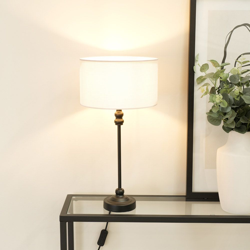 lse - Maggie Candlestick Table Lamp with a Slender Stem and Vintage Style Detailing, 1x E14 - Luminosity Designs Ltd