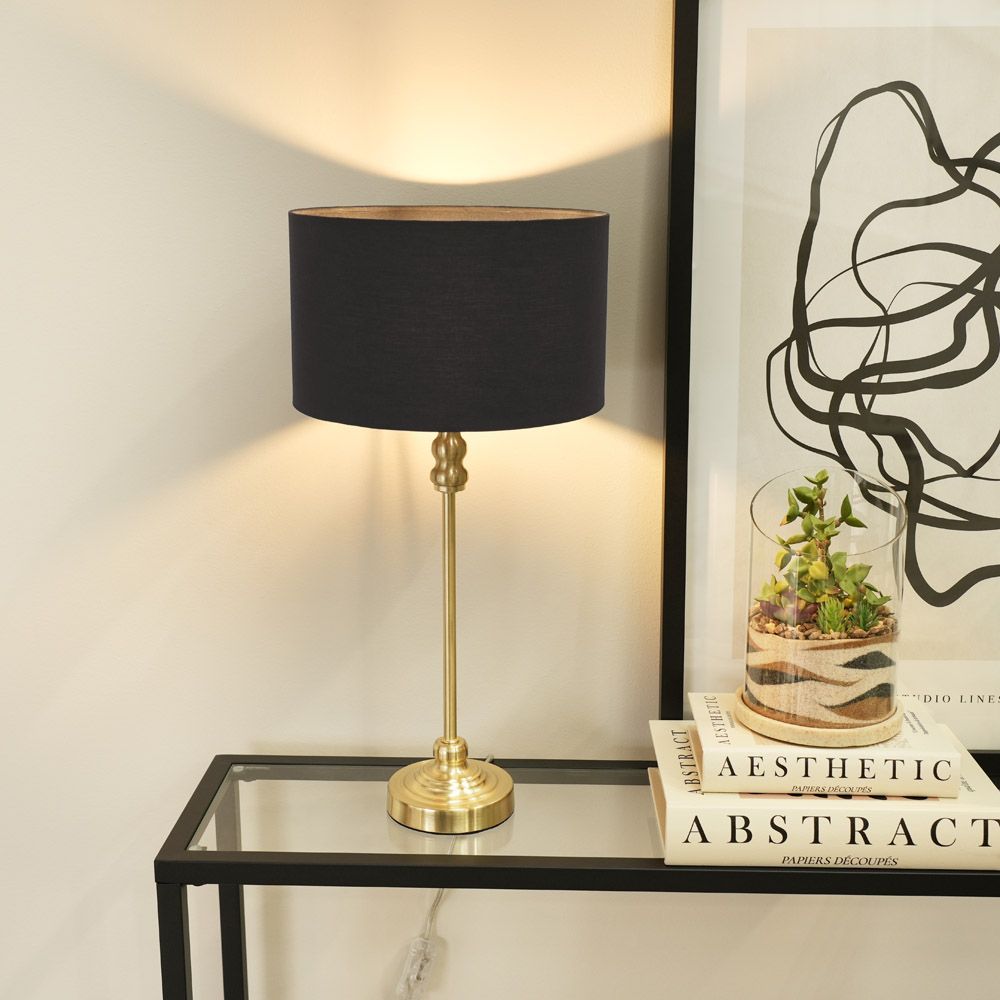 lse - Maggie Candlestick Table Lamp with a Slender Stem and Vintage Style Detailing, 1x E14 - Luminosity Designs Ltd