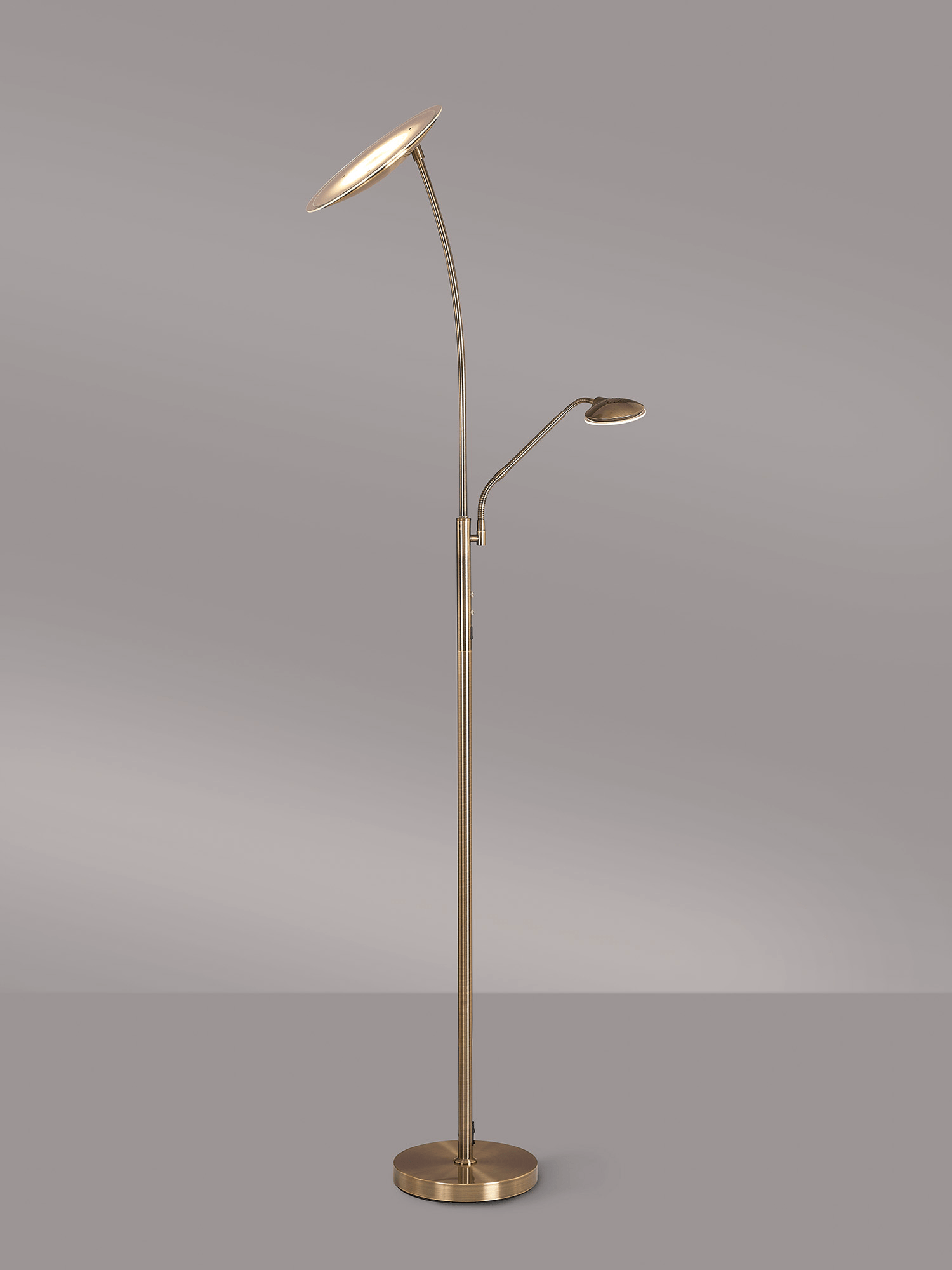 Luminosity Designs Ltd - Maktra LED Touch Dimmable Uplighter Mother and Child Floor Reading Lamp With USB Port - Luminosity Designs Ltd
