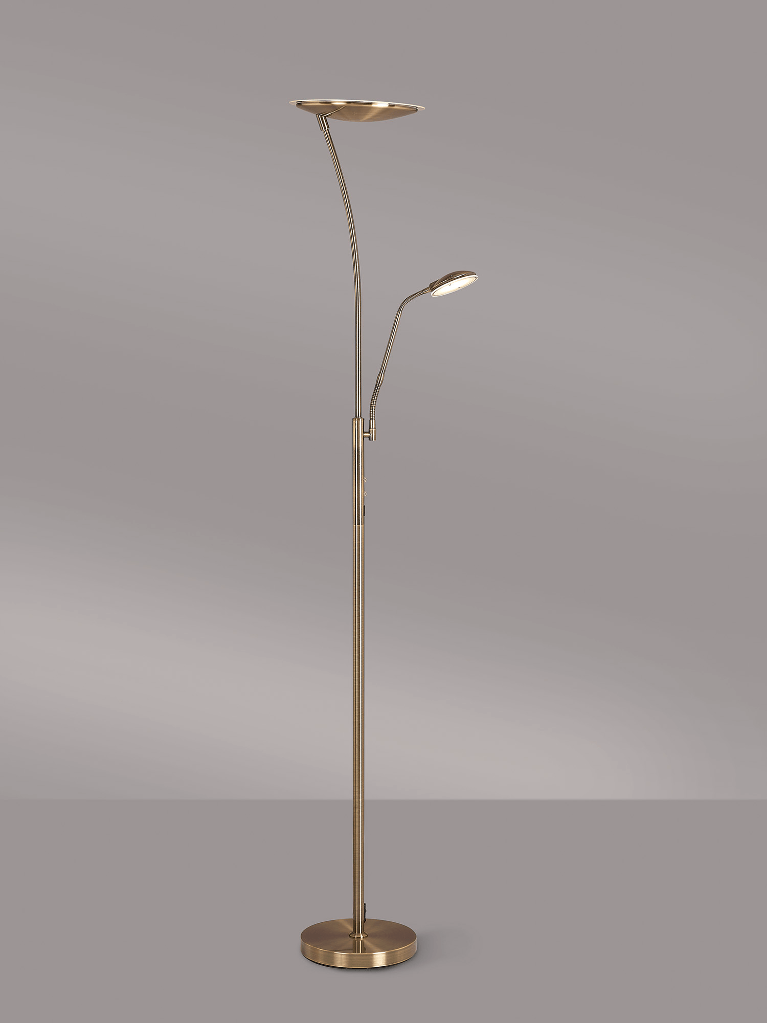 Luminosity Designs Ltd - Maktra LED Touch Dimmable Uplighter Mother and Child Floor Reading Lamp With USB Port - Luminosity Designs Ltd