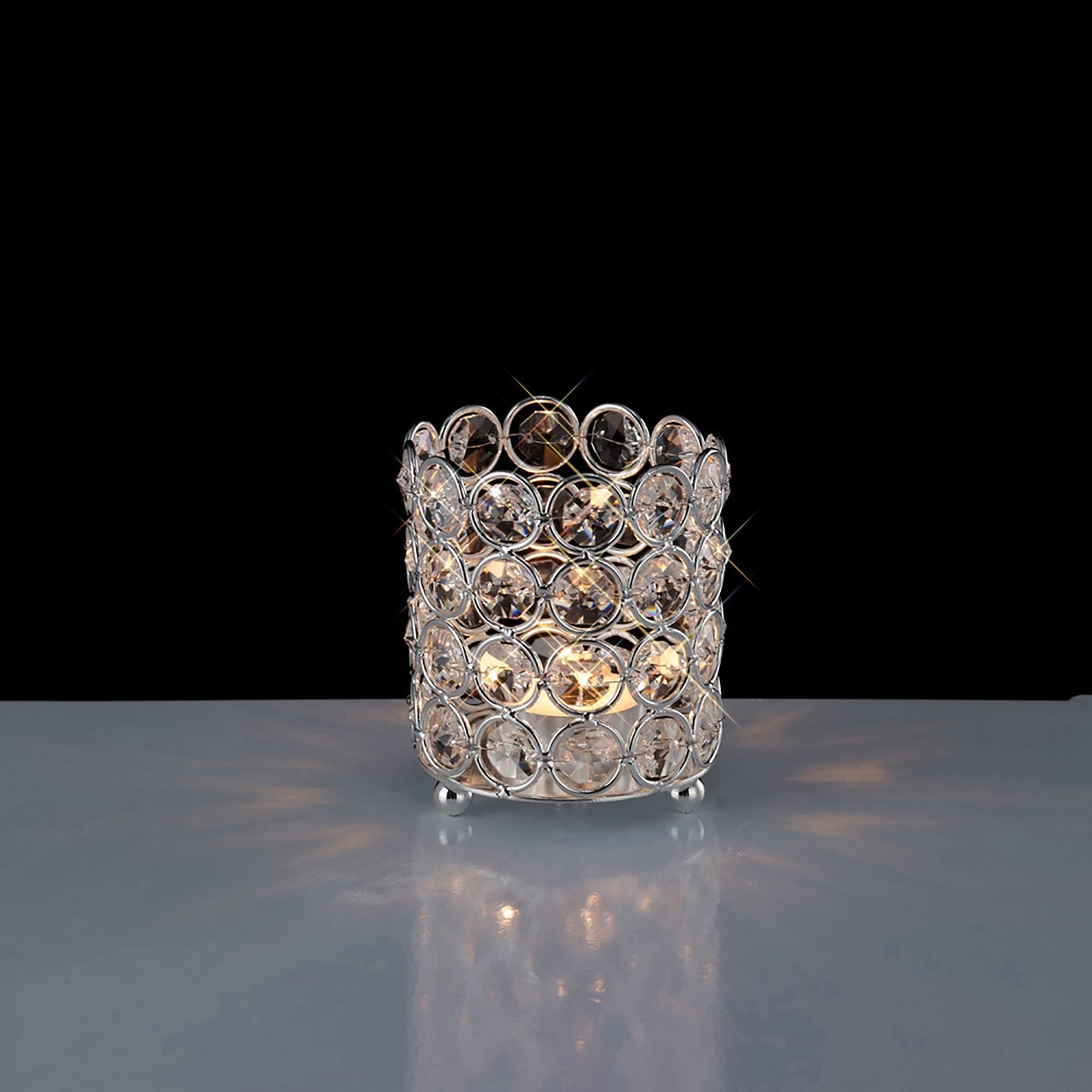 Diyas Home - Malo Small Cylinder Crystal Candle Holder - Luminosity Designs Ltd