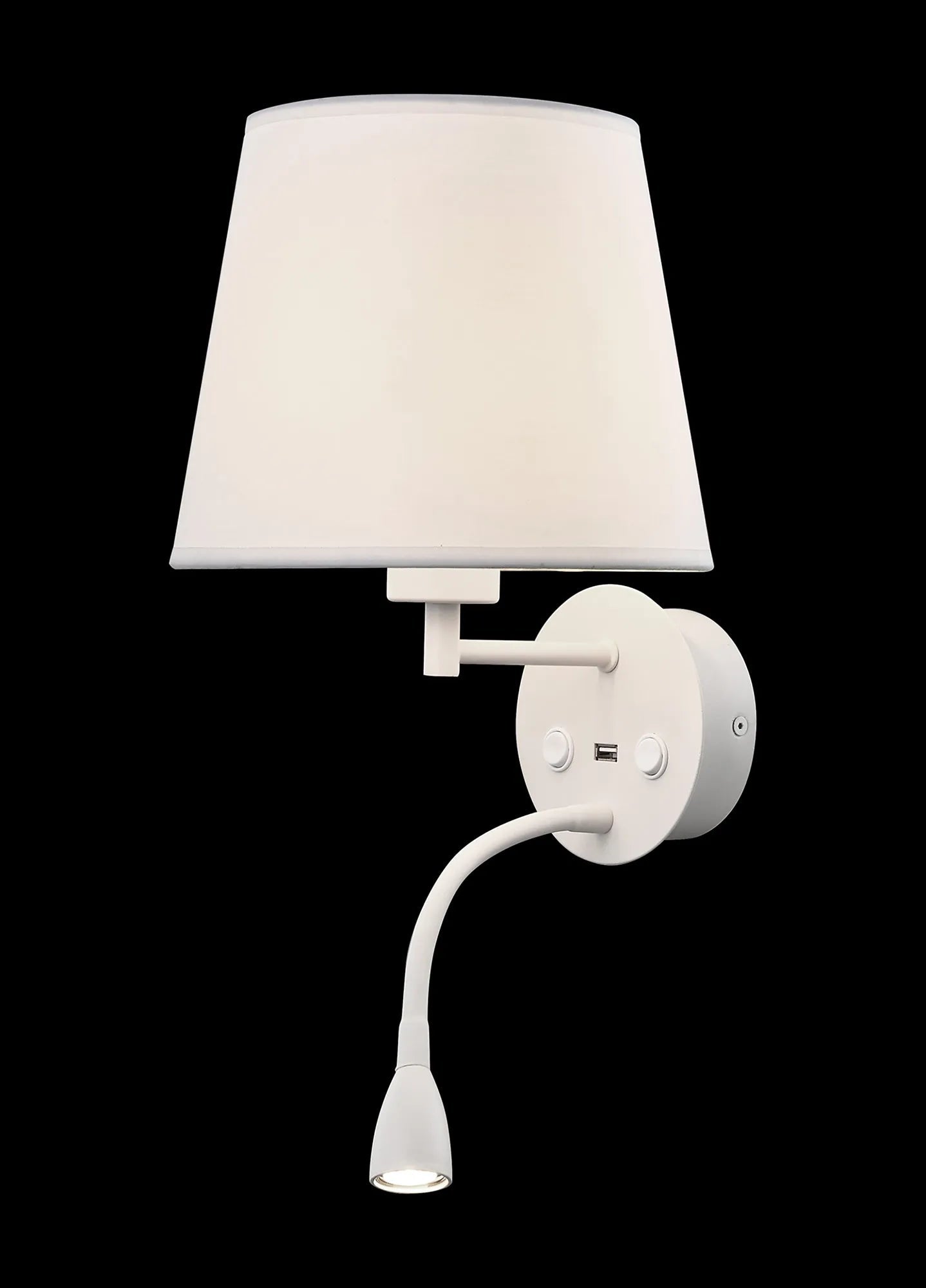 Mantra Fusion - Mantra Caicos Wall + Reading Light with USB Charger, 1 x E27 + 3W LED, 3000K, 210lm LED, Individually Switched - Luminosity Designs Ltd