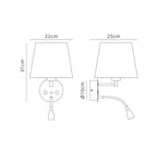 Mantra Fusion - Mantra Caicos Wall + Reading Light with USB Charger, 1 x E27 + 3W LED, 3000K, 210lm LED, Individually Switched - Luminosity Designs Ltd