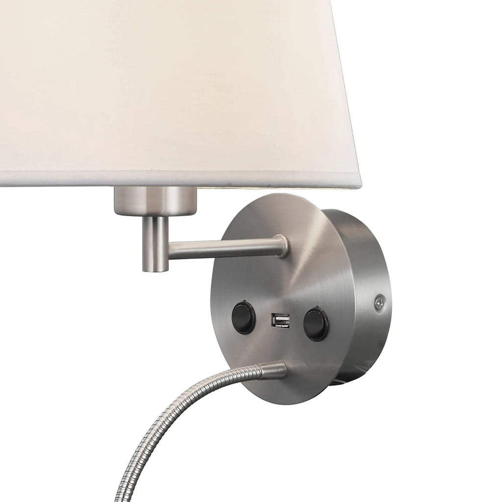 Mantra Fusion - Mantra Caicos Wall + Reading Light with USB Charger, 1 x E27 + 3W LED, 3000K, 210lm LED, Individually Switched - Luminosity Designs Ltd