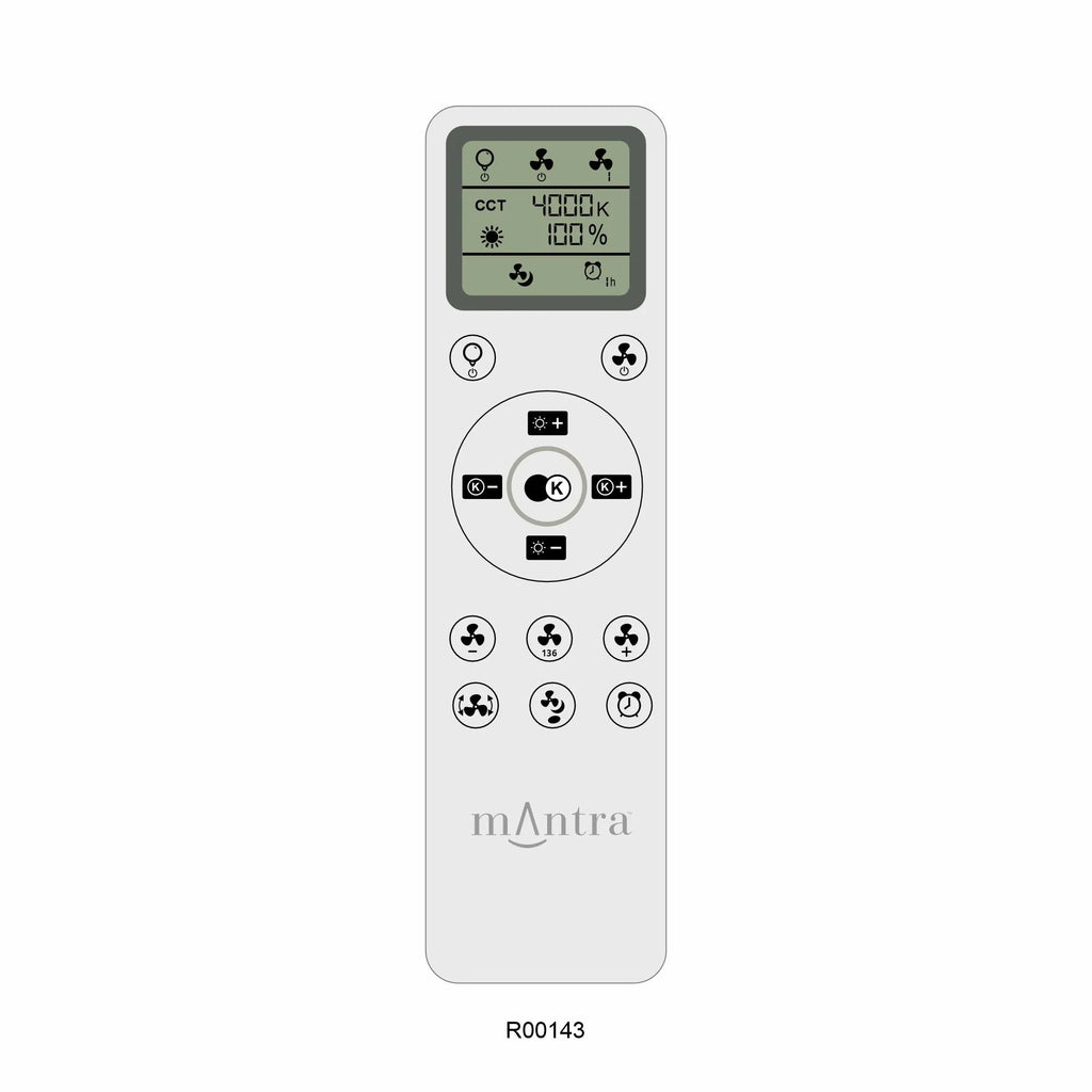Mantra - Mantra Infinity Fan 92.6cm 24W LED Dimmable Ceiling Light With Built - In 30W DC Reversible Fan, Remote Control 2700 - 5000K, 1800lm - Luminosity Designs Ltd