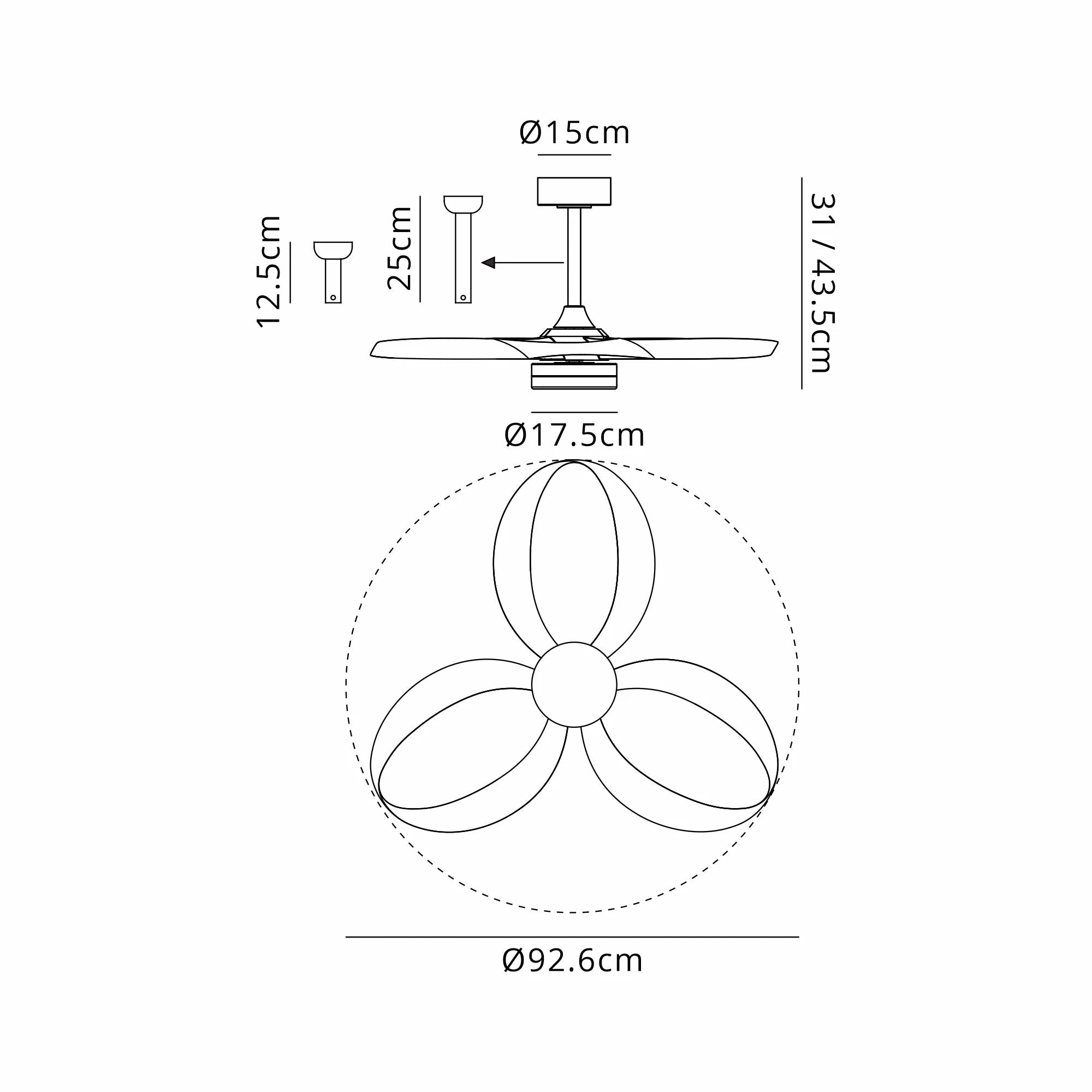 Mantra - Mantra Infinity Fan 92.6cm 24W LED Dimmable Ceiling Light With Built - In 30W DC Reversible Fan, Remote Control 2700 - 5000K, 1800lm - Luminosity Designs Ltd