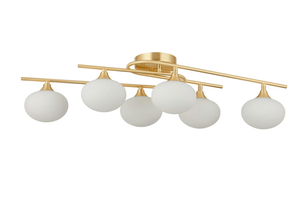 Luminosity Designs - Margot IP44 Rated 6 Light Flush Bathroom Fitting with Metal Framework and Opal Glass - Luminosity Designs Ltd