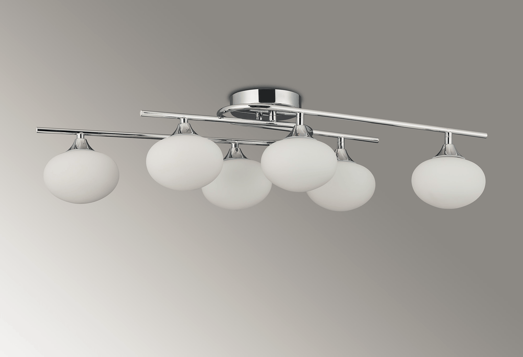 Luminosity Designs - Margot IP44 Rated 6 Light Flush Bathroom Fitting with Metal Framework and Opal Glass - Luminosity Designs Ltd