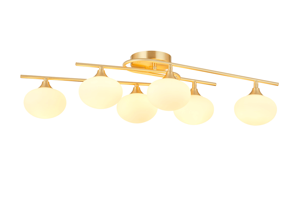 Luminosity Designs - Margot IP44 Rated 6 Light Flush Bathroom Fitting with Metal Framework and Opal Glass - Luminosity Designs Ltd