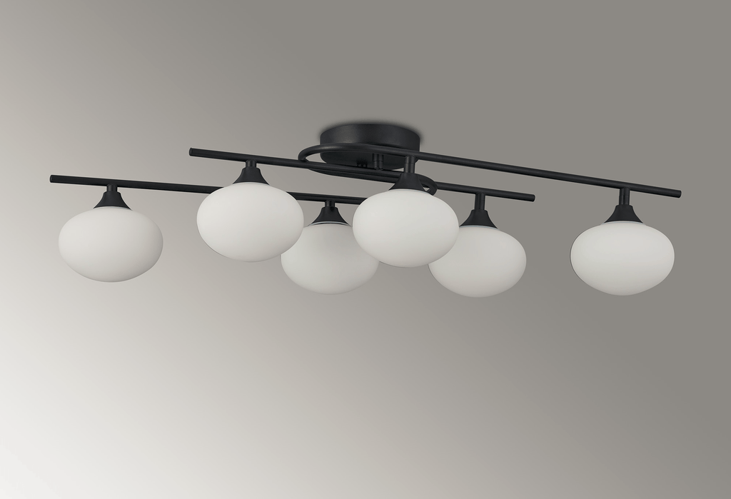 Luminosity Designs - Margot IP44 Rated 6 Light Flush Bathroom Fitting with Metal Framework and Opal Glass - Luminosity Designs Ltd