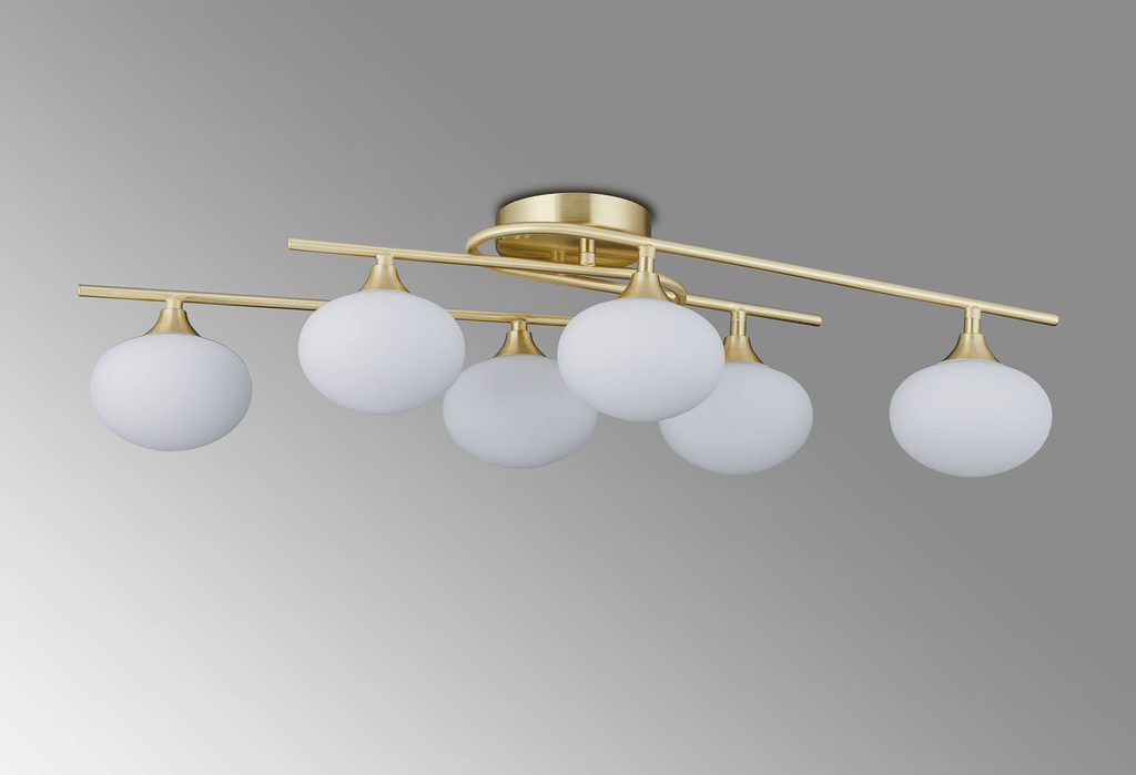 Luminosity Designs - Margot IP44 Rated 6 Light Flush Bathroom Fitting with Metal Framework and Opal Glass - Luminosity Designs Ltd