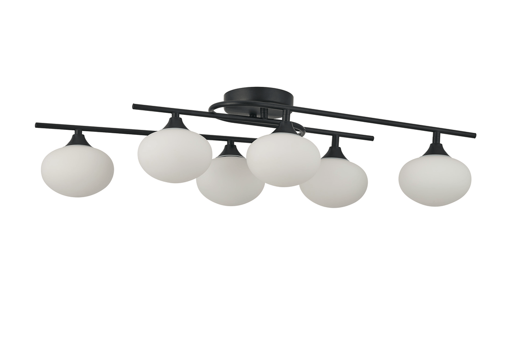 Luminosity Designs - Margot IP44 Rated 6 Light Flush Bathroom Fitting with Metal Framework and Opal Glass - Luminosity Designs Ltd