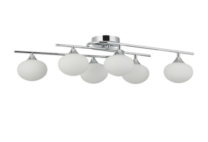 Margot IP44 Rated 6 Light Flush Bathroom Fitting with Metal Framework and Opal Glass