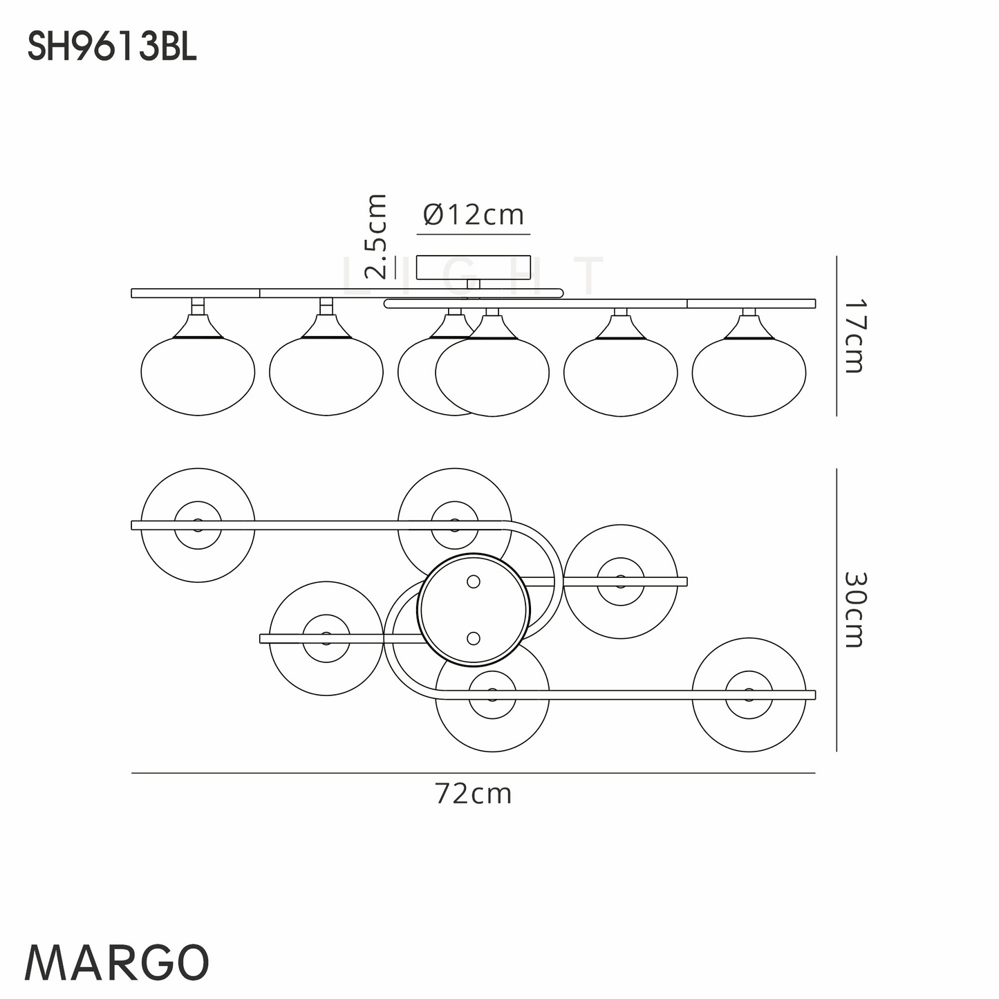 Margot IP44 Rated 6 Light Flush Bathroom Fitting with Metal Framework and Opal Glass