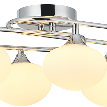 Margot IP44 Rated 6 Light Flush Bathroom Fitting with Metal Framework and Opal Glass