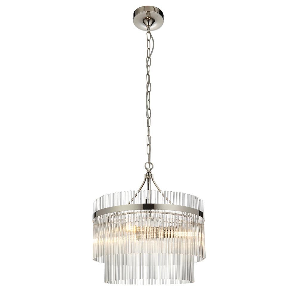 Endon - Marietta 3 Light Pendant With Metal Framework and Glass Rod Details, 3x E14 - Luminosity Designs Ltd