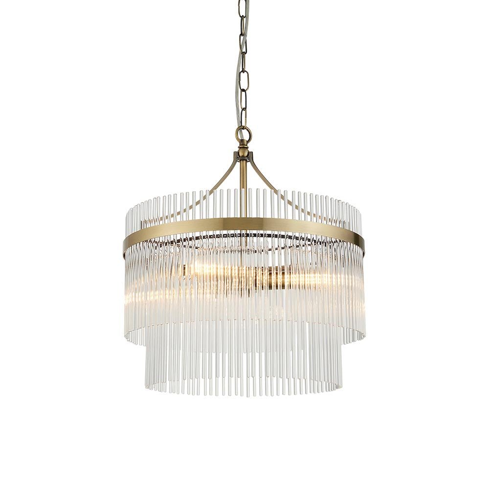 Endon - Marietta 3 Light Pendant With Metal Framework and Glass Rod Details, 3x E14 - Luminosity Designs Ltd