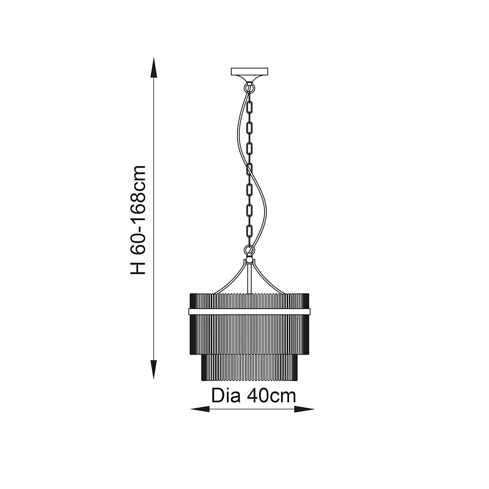 Endon - Marietta 3 Light Pendant With Metal Framework and Glass Rod Details, 3x E14 - Luminosity Designs Ltd