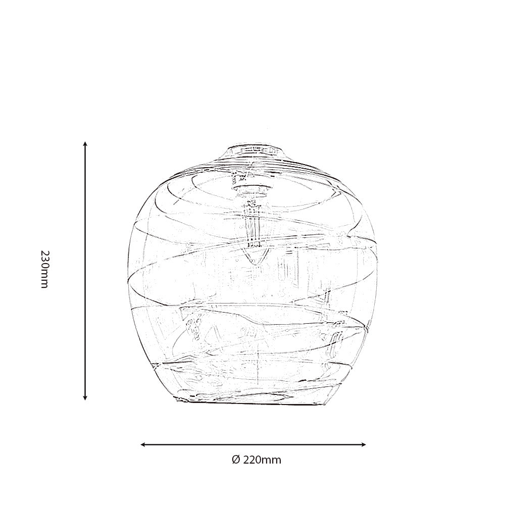 Oaks Lighting - Martell Non Electric Brandy Glass Swirled Shade for Ceiling Pendants (Oaks 2424 NE) - Luminosity Designs Ltd