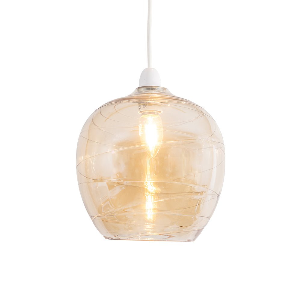 Oaks Lighting - Martell Non Electric Brandy Glass Swirled Shade for Ceiling Pendants (Oaks 2424 NE) - Luminosity Designs Ltd