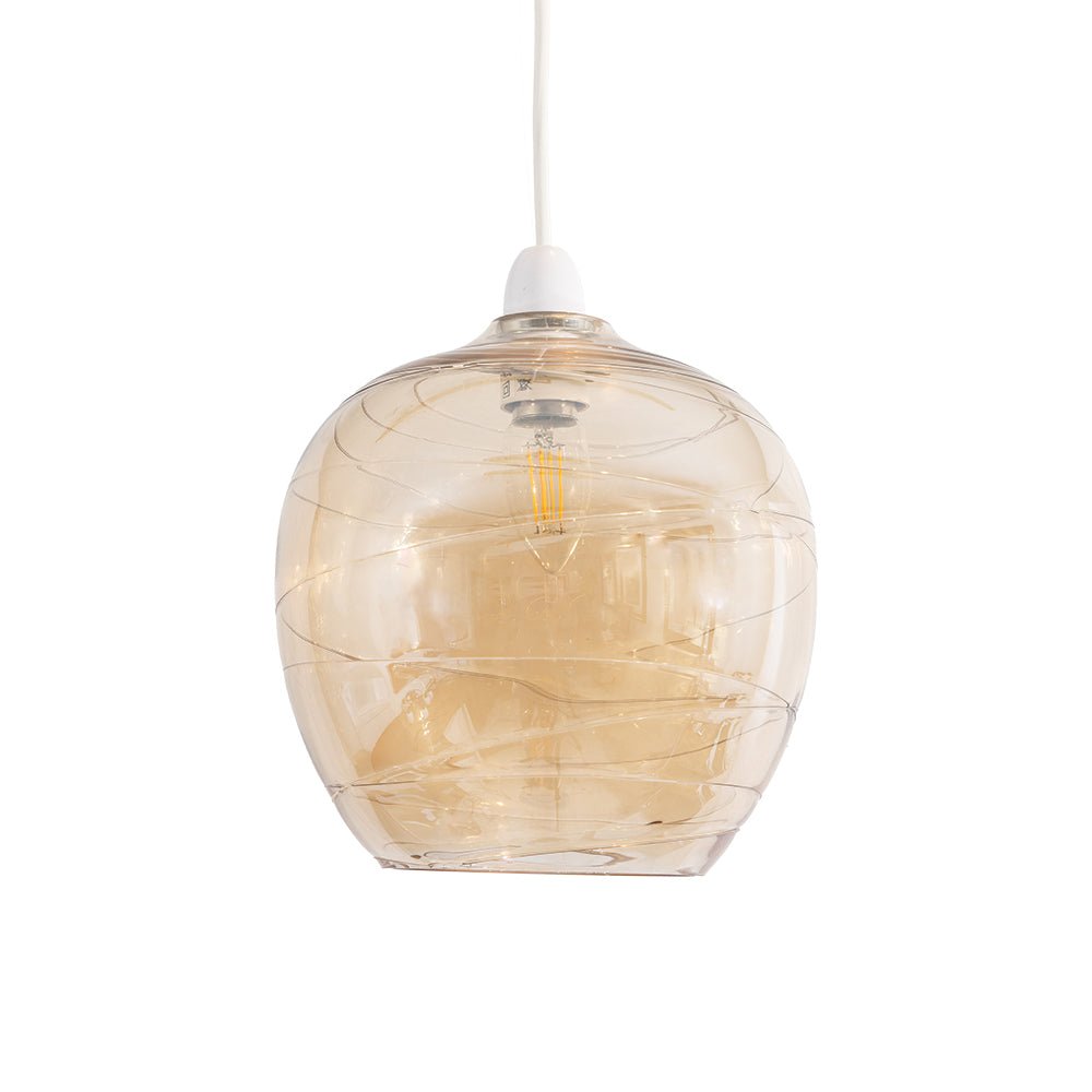 Oaks Lighting - Martell Non Electric Brandy Glass Swirled Shade for Ceiling Pendants (Oaks 2424 NE) - Luminosity Designs Ltd