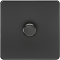 Knightsbridge - Matt Black Flat Plate 1G 2 - way 10 - 200W (5 - 150W LED) Intelligent dimmer - Luminosity Designs Ltd