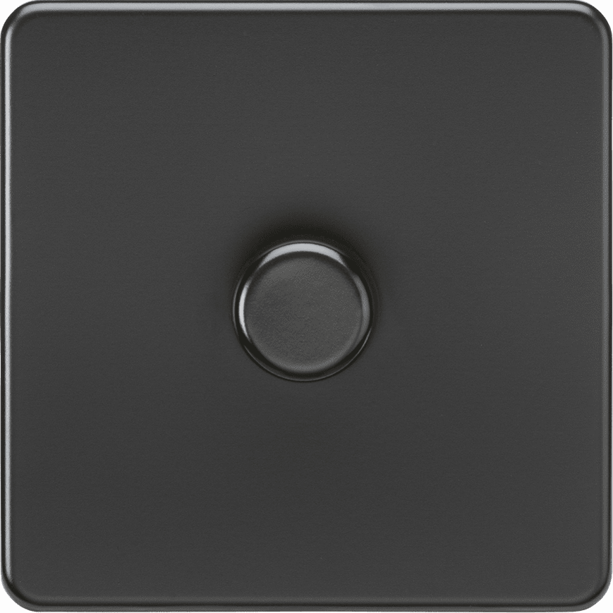 Knightsbridge - Matt Black Flat Plate 1G 2 - way 10 - 200W (5 - 150W LED) Intelligent dimmer - Luminosity Designs Ltd