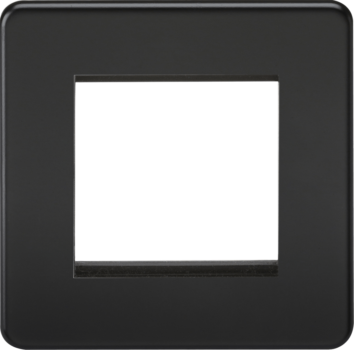 Knightsbridge - Matt Black Flat Plate Screwless 2G Modular Faceplate - Luminosity Designs Ltd