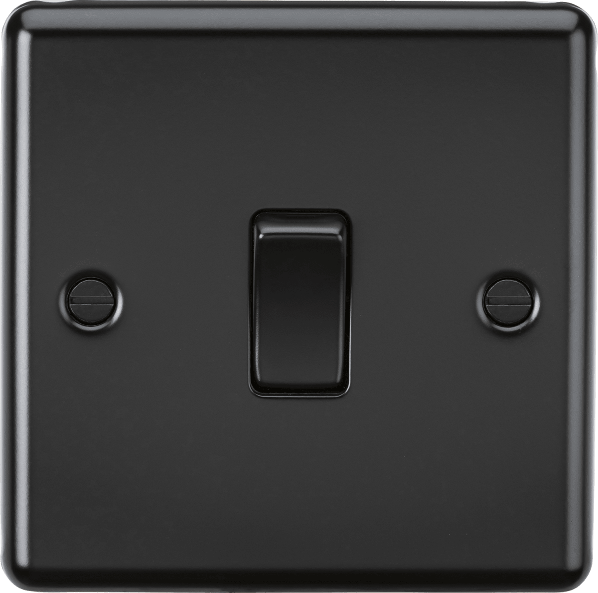 Knightsbridge - Matt Black Rounded Edge 1G 2 Way Switch - Luminosity Designs Ltd