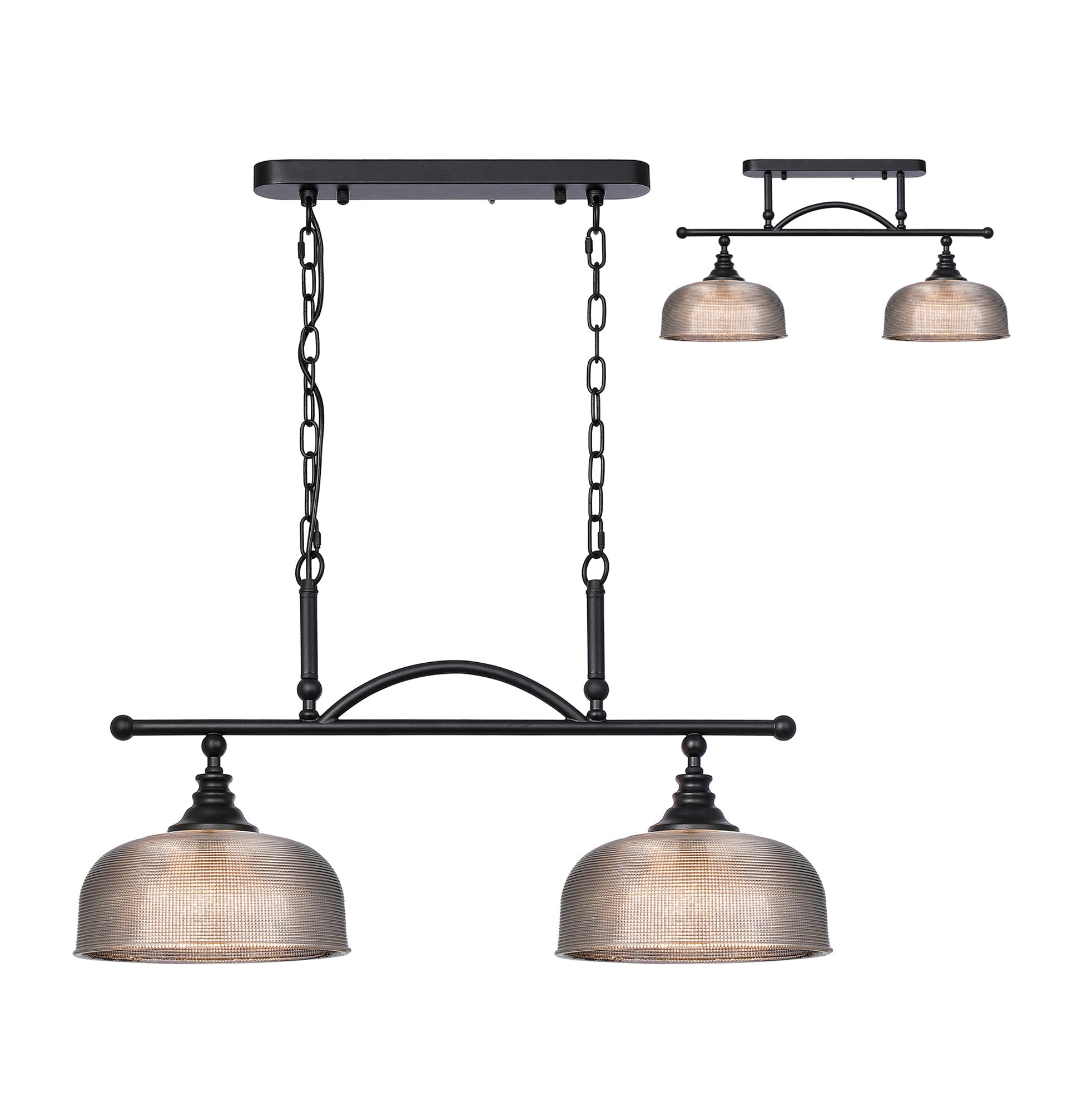 Luminosity Designs - Matt Black Sledmere 2 Light Bar (Converts to Semi Flush) 2x E27 - Luminosity Designs Ltd
