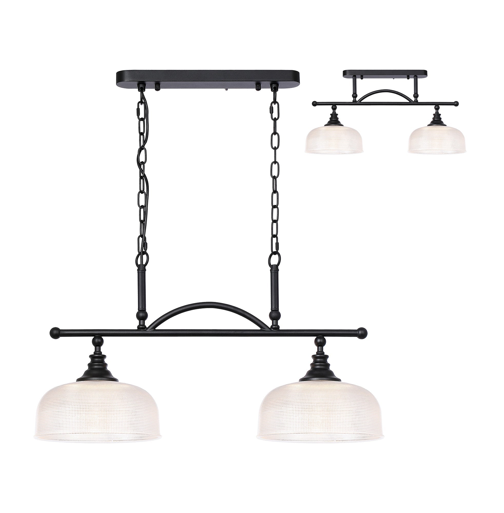 Luminosity Designs - Matt Black Sledmere 2 Light Bar (Converts to Semi Flush) 2x E27 - Luminosity Designs Ltd