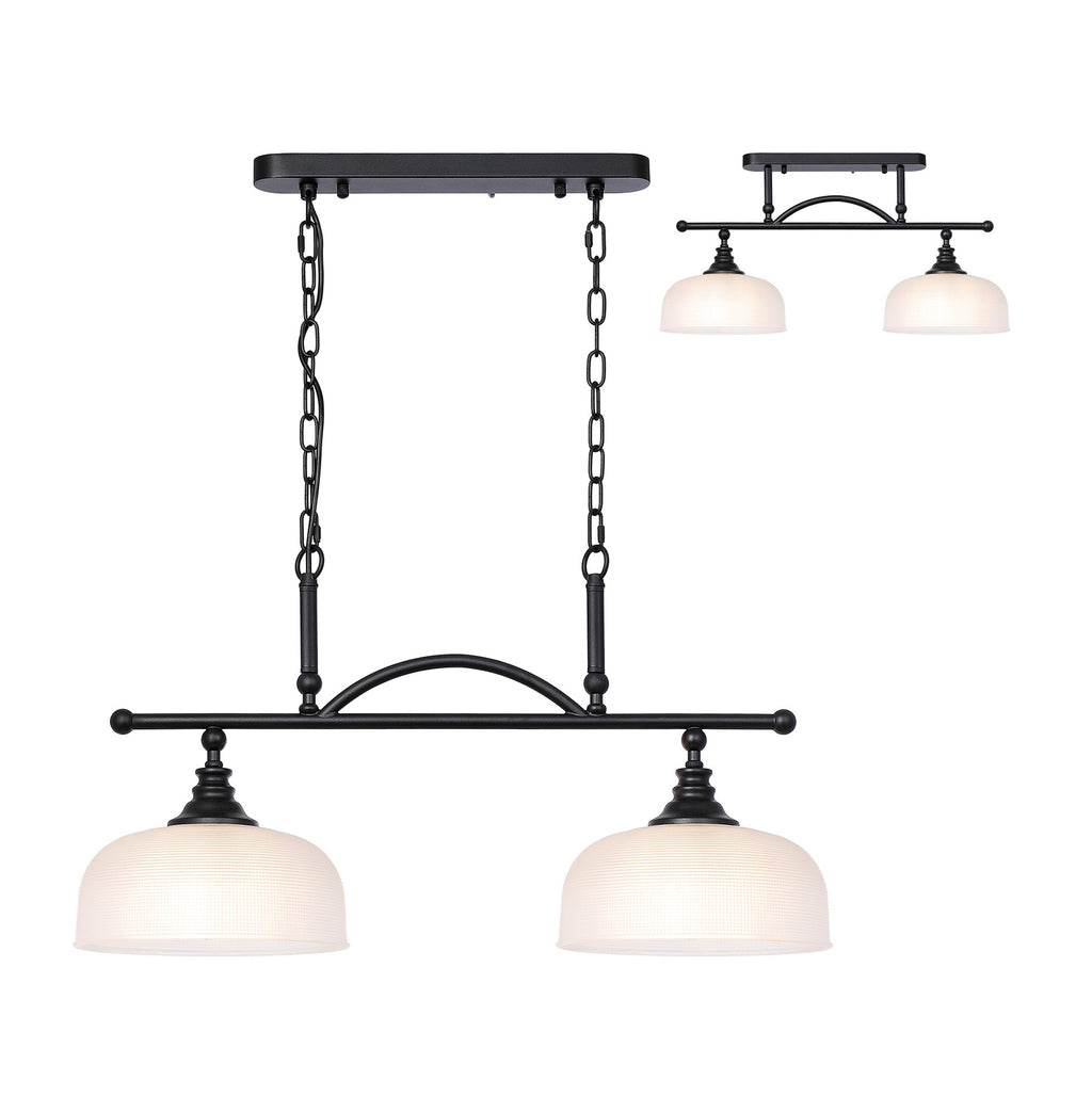 Luminosity Designs - Matt Black Sledmere 2 Light Bar (Converts to Semi Flush) 2x E27 - Luminosity Designs Ltd