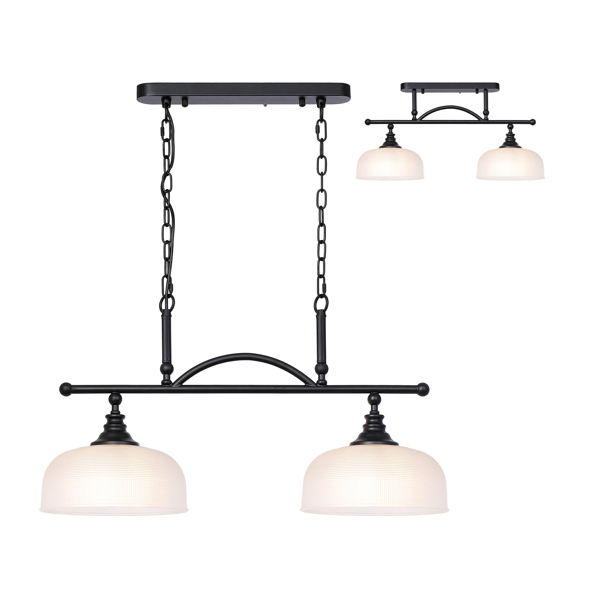 Luminosity Designs - Matt Black Sledmere 2 Light Bar (Converts to Semi Flush) 2x E27 - Luminosity Designs Ltd