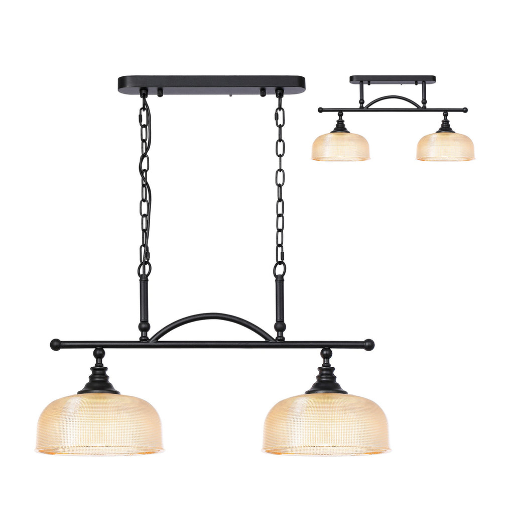 Luminosity Designs - Matt Black Sledmere 2 Light Bar (Converts to Semi Flush) 2x E27 - Luminosity Designs Ltd
