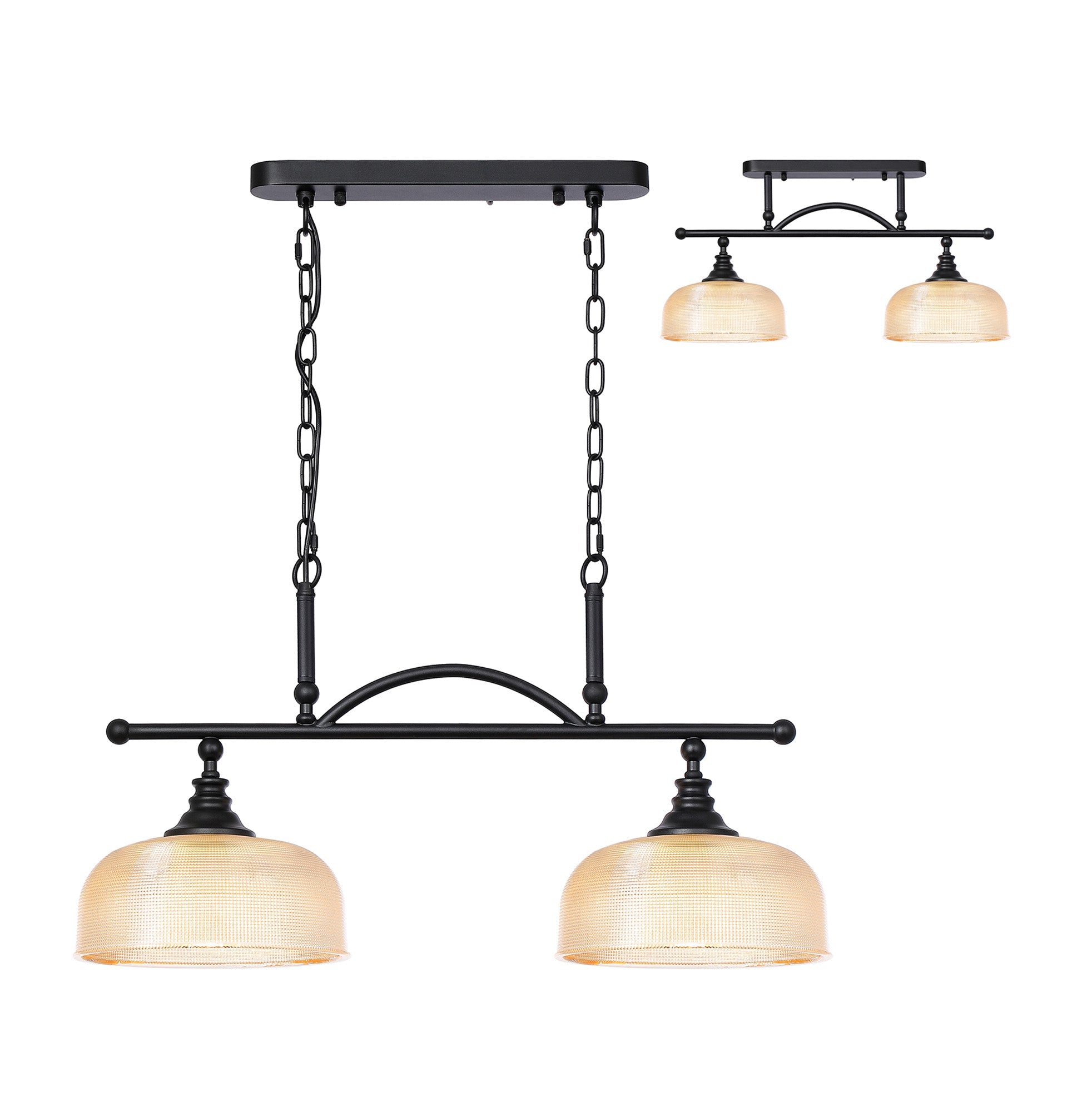 Luminosity Designs - Matt Black Sledmere 2 Light Bar (Converts to Semi Flush) 2x E27 - Luminosity Designs Ltd