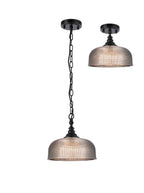 Luminosity Designs - Matt Black Sledmere 27cm Flush/Single Pendant, 1 Light Adjustable to Semi Flush, E27 - Luminosity Designs Ltd